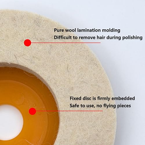 Miniatura 3 de 10 discos de rueda de pulido de fieltro de lana de 4 pulgadas, disco de rueda de pulido de lana para amoladora angular de eje de 58 pulgadas, para