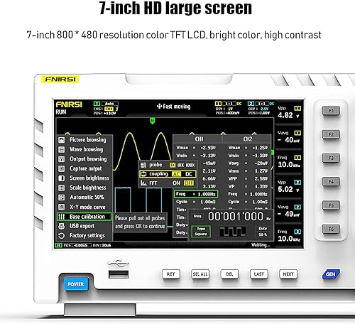 Miniatura 3 de FNIRSI Osciloscopio 1014D 2 en 1 Osciloscopio Digital DDS Generador de Señal, Sonda de Alto Voltaje 100X, 2 Canales 100Mhz Ancho de banda 1GSa/s