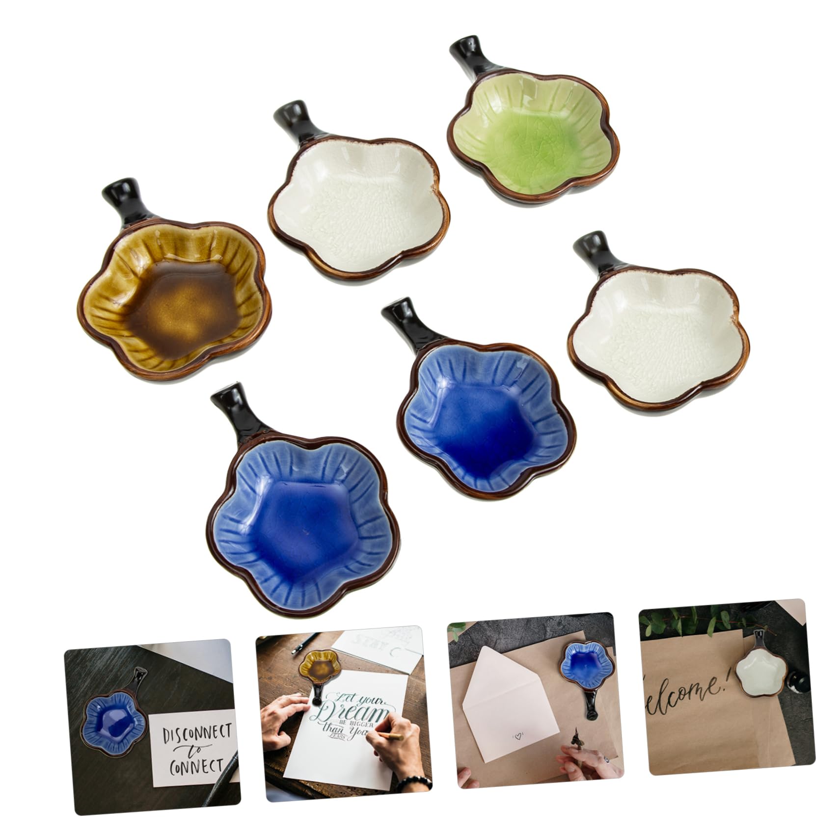 Plat à Eau en Céramique Émaillée pour Calligraphie, Lot de 6