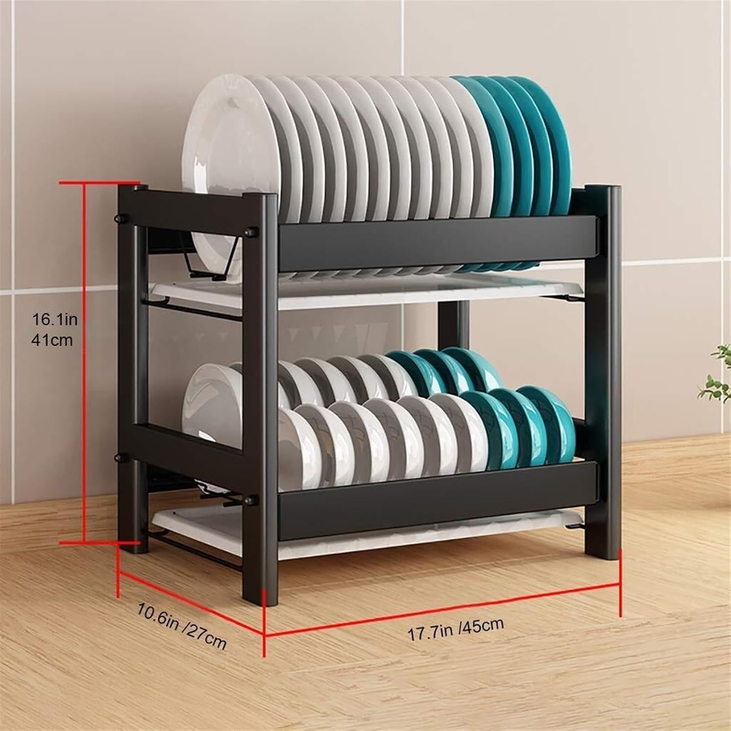 Dish Drying Rack Tableware Holder 2 Tier Dish Drainer Stainless Steel Dish Drying Rack Sturdy Standing On Kitchen Counter Drying Rack Kitchen