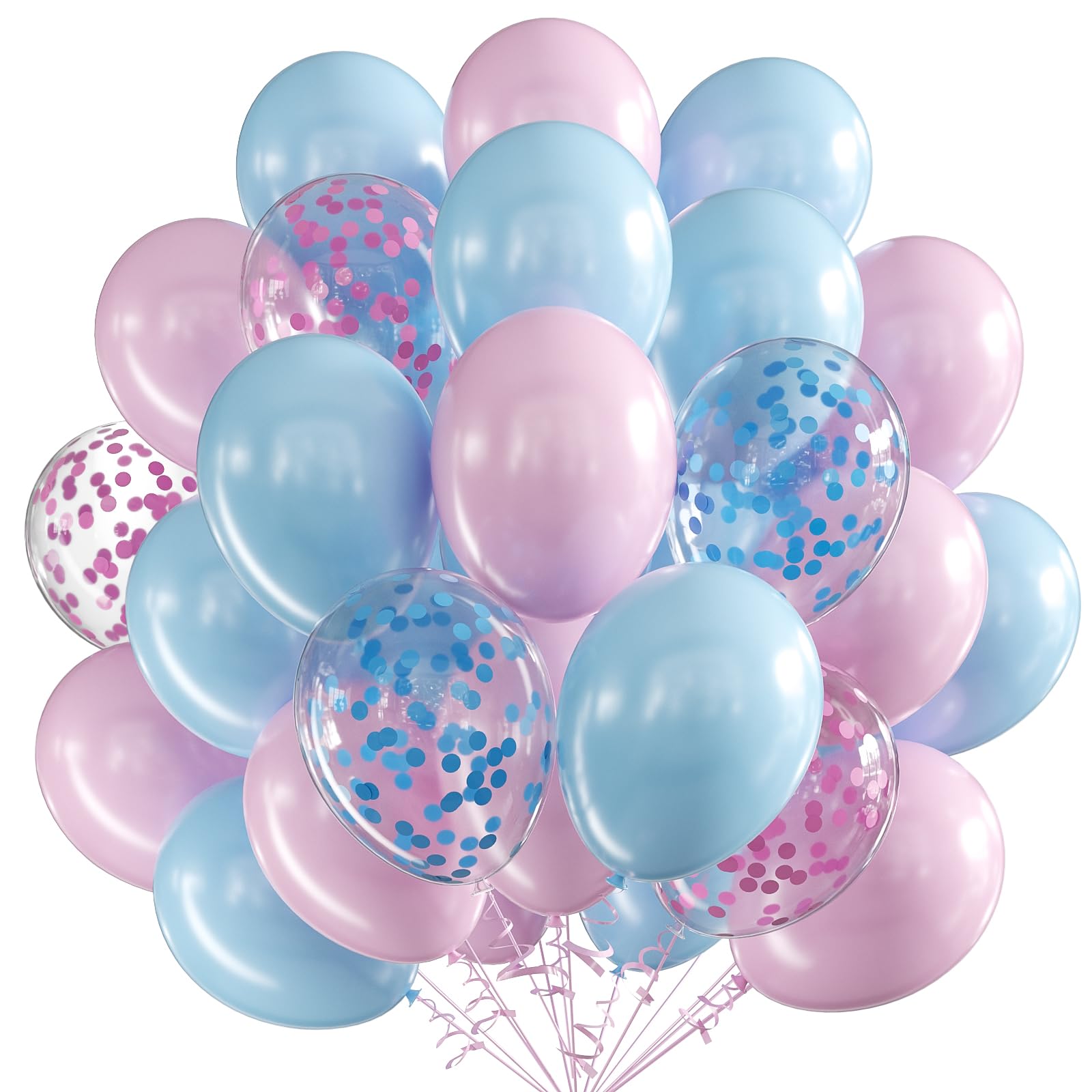 30 Stuks Roze en Blauwe Ballonset, 12 inch Gender Reveal Ballonnen Gender Reveal Helium Latex ballonnen met lint voor Verjaardag Bruiloft Kids Baby Shower Party Decorations