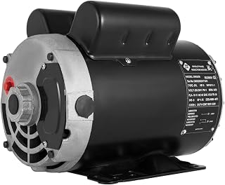 VEVOR 5HP SPL Air Compressor Electric Motor, 208-230V FLA-16.0A, 56 Frame 3450RPM, 5/8" Keyed Shaft, Single Phase AC Motor for Home and Small Shop Air Compressors