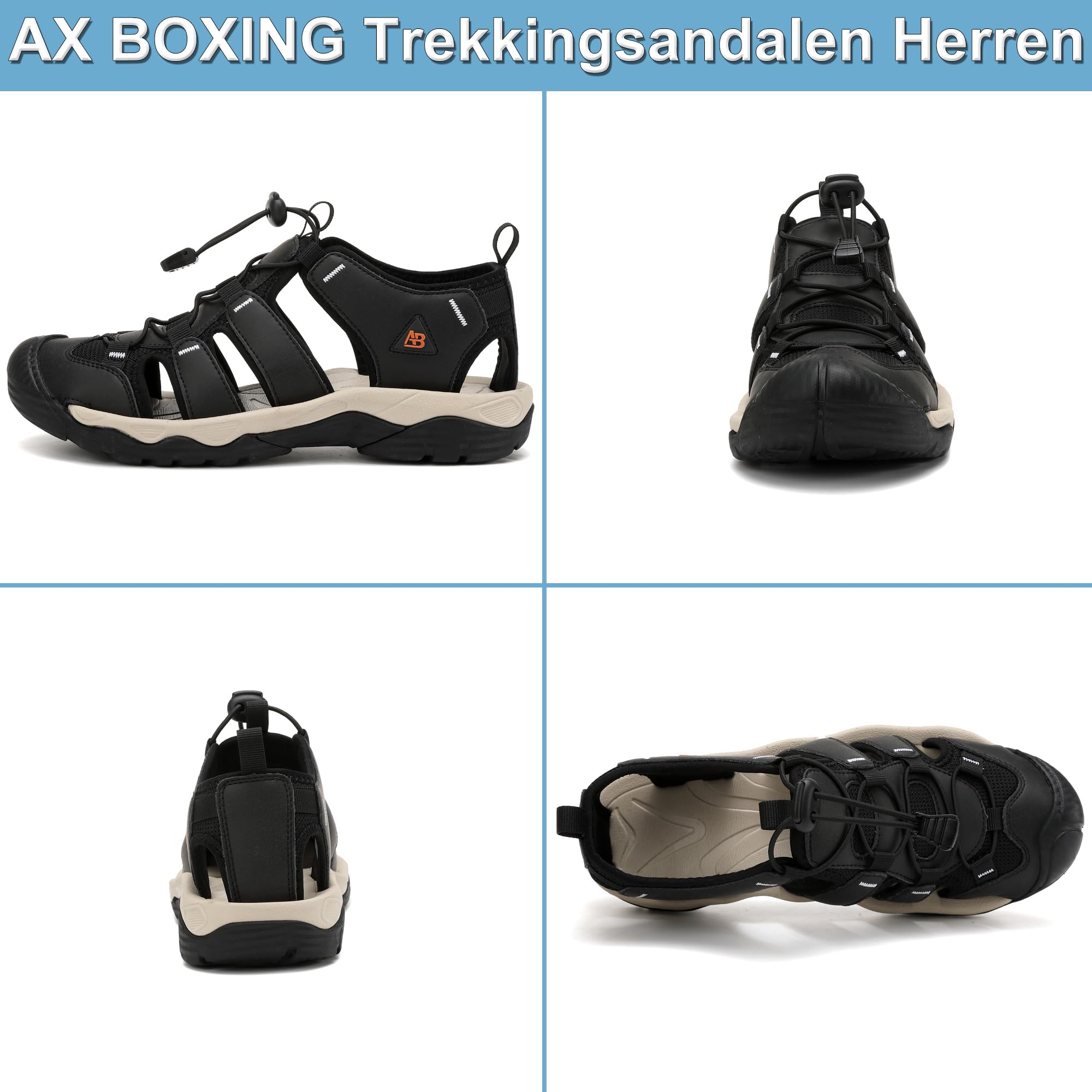 AX BOXING Sandales Hommes été Sandales Randonnée Homme Extérieur Marche Trekking Sportives Taille 41-45 EU