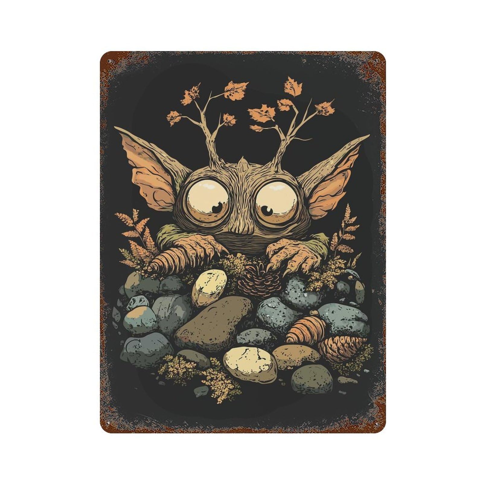 Forest Creature Goblin - Goblincore Vintage Rust Metal Sign 15.7"x11.8", Farmhouse Wall Decor for Garage, Pub Or Kitchen