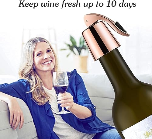 Miniatura 3 de Juego de 2 Tapones para Vino  Tapón de Botella de Vino de Acero Inoxidable con Sello de Silicona, Conservador de Bebidas Reutilizable, Conservador