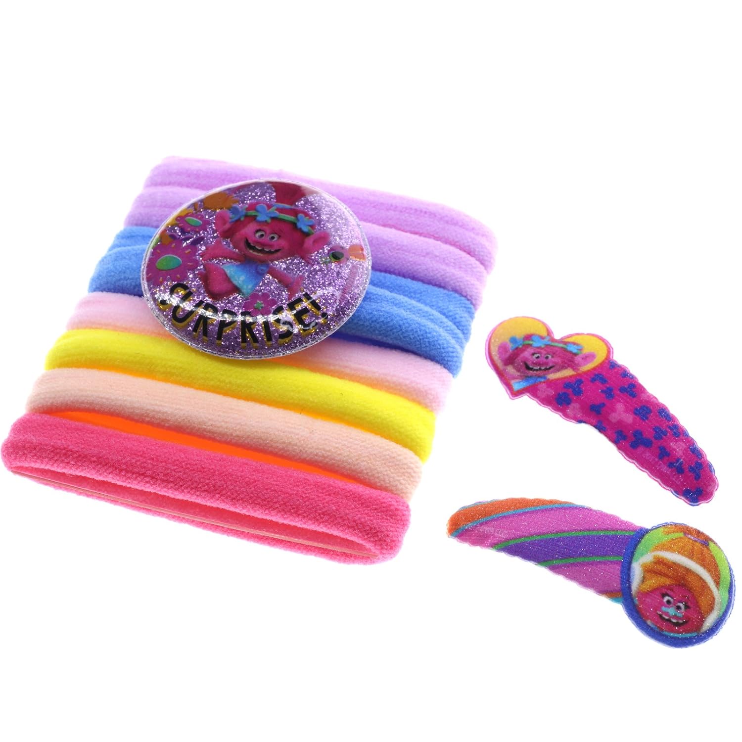 Townley Girl Dreamworks Trolls Hair Accessory Set for Girls; Tiara, Hair Bows, Hair Ties, Bobby Pins and Bag