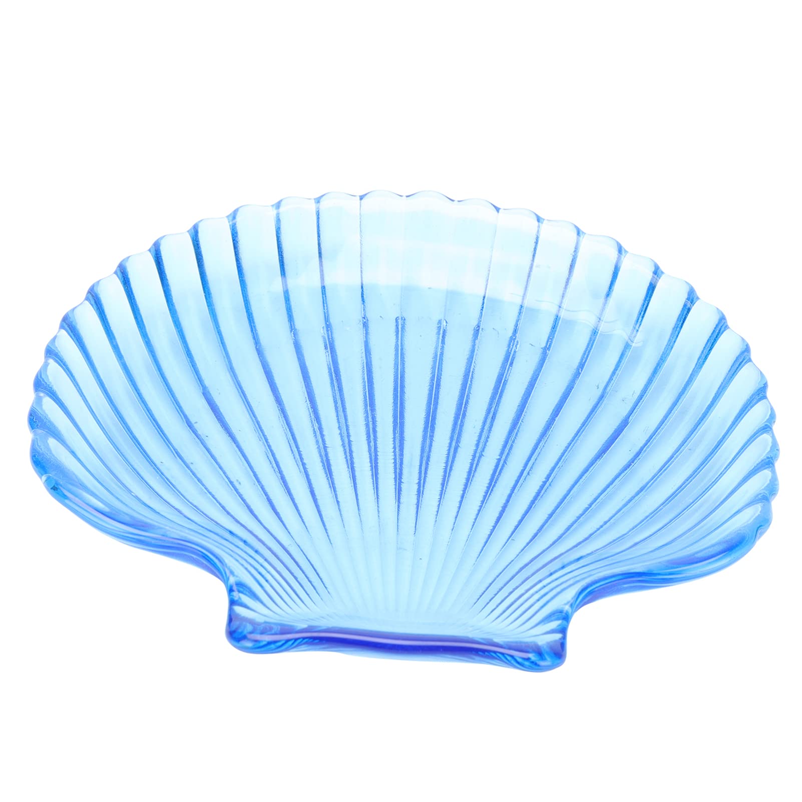 wowobjects® Shell Shaped Dinner Plates Shell Design Jewelry Tray Plate Trinket Ring Dish Glass Fruit Plate Dessert Dish Salad Plate for Christmas Party Restaurant (Blue)