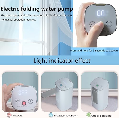 Miniatura 7 de Smart Water Dispenser, Electric Portable 5 Gallon Water Bottle Pump Rechargeable USB Charging Autofolding Spout for Kitchen Office Home Camping