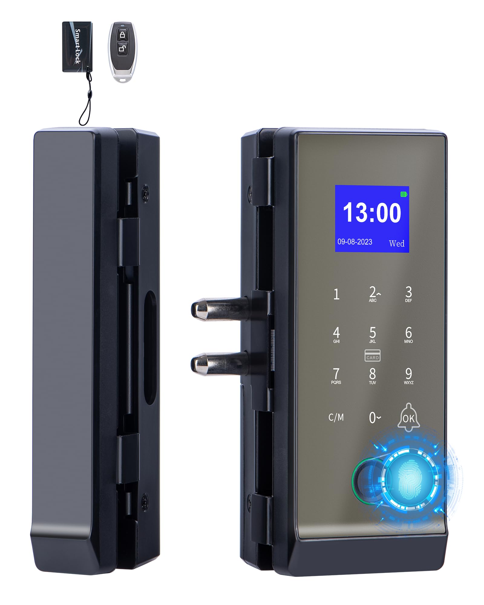 Photo 1 of Keyless Entry Glass Door Knobs,Drill-Free Smart Lock Deadbolt,Perfiware 4in1 Biometric Fingerprint Glass Door Locks,Great for Home,Cabinet,Apartment,Hotel,Office,Store, Medium, Black