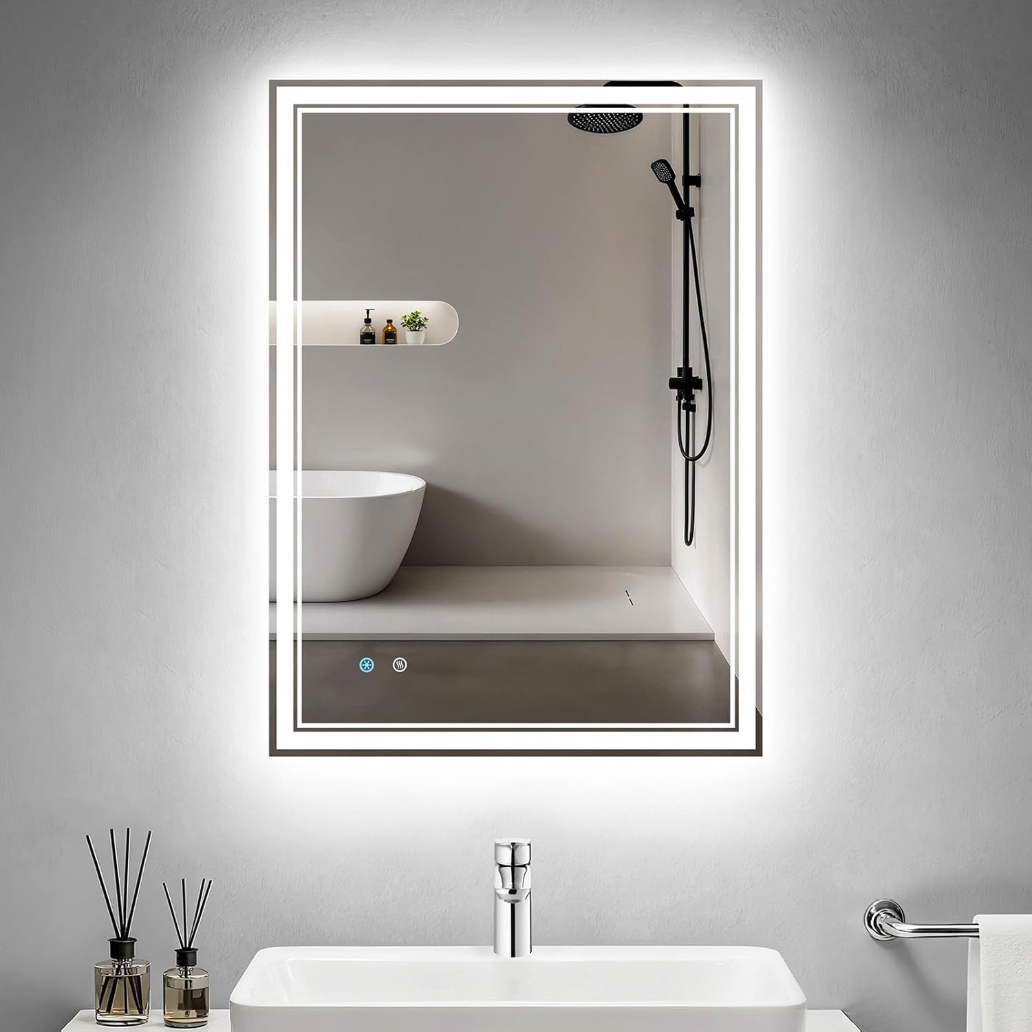 24"x 32" LED Bathroom Mirror with Anti-Fog, Dimmable Backlit + Front Lit, 3-Color LED Bathroom Vanity Mirror for Wall, Memory Function, Shatter-Proof Glass, ETL Listed(NHYJ6822D-NA)