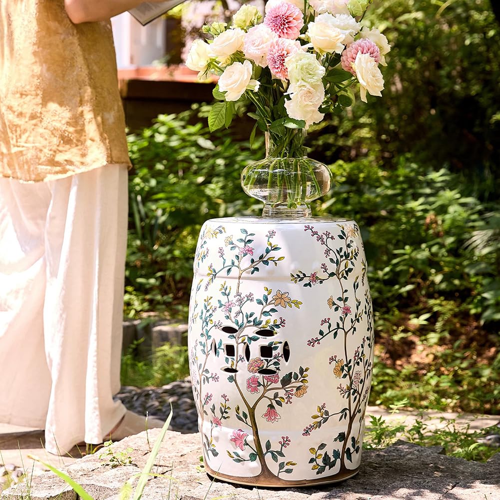 Tabouret de tambour peint à la main en porcelaine pour jardin et salon