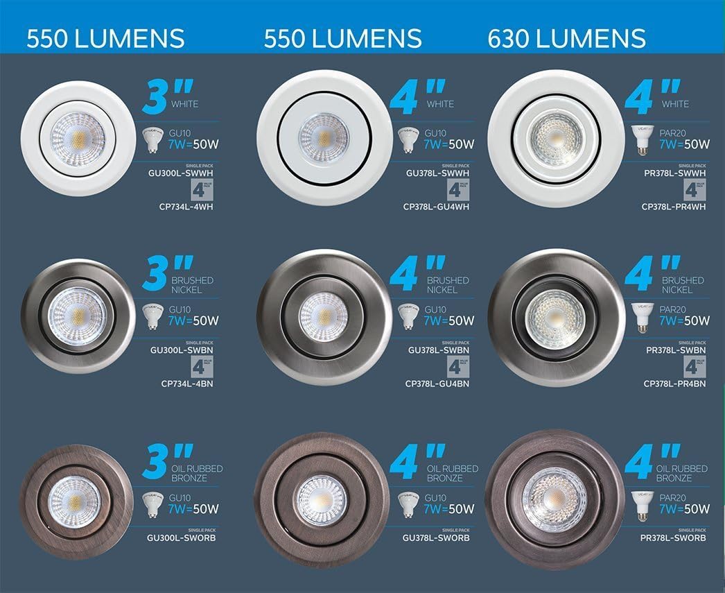 Frее Shірріng оƒƒеr Nadair PR378L-SWORB LED Recessed Light Swivel Spotlight Dimmable Downlight-PR378L-SWORB C Rated-3000K Warm White PAR20 630 Lumens Bulb (50 Watts Equivalent) Included, 4 inch, OIL RUBBED BRONZE
