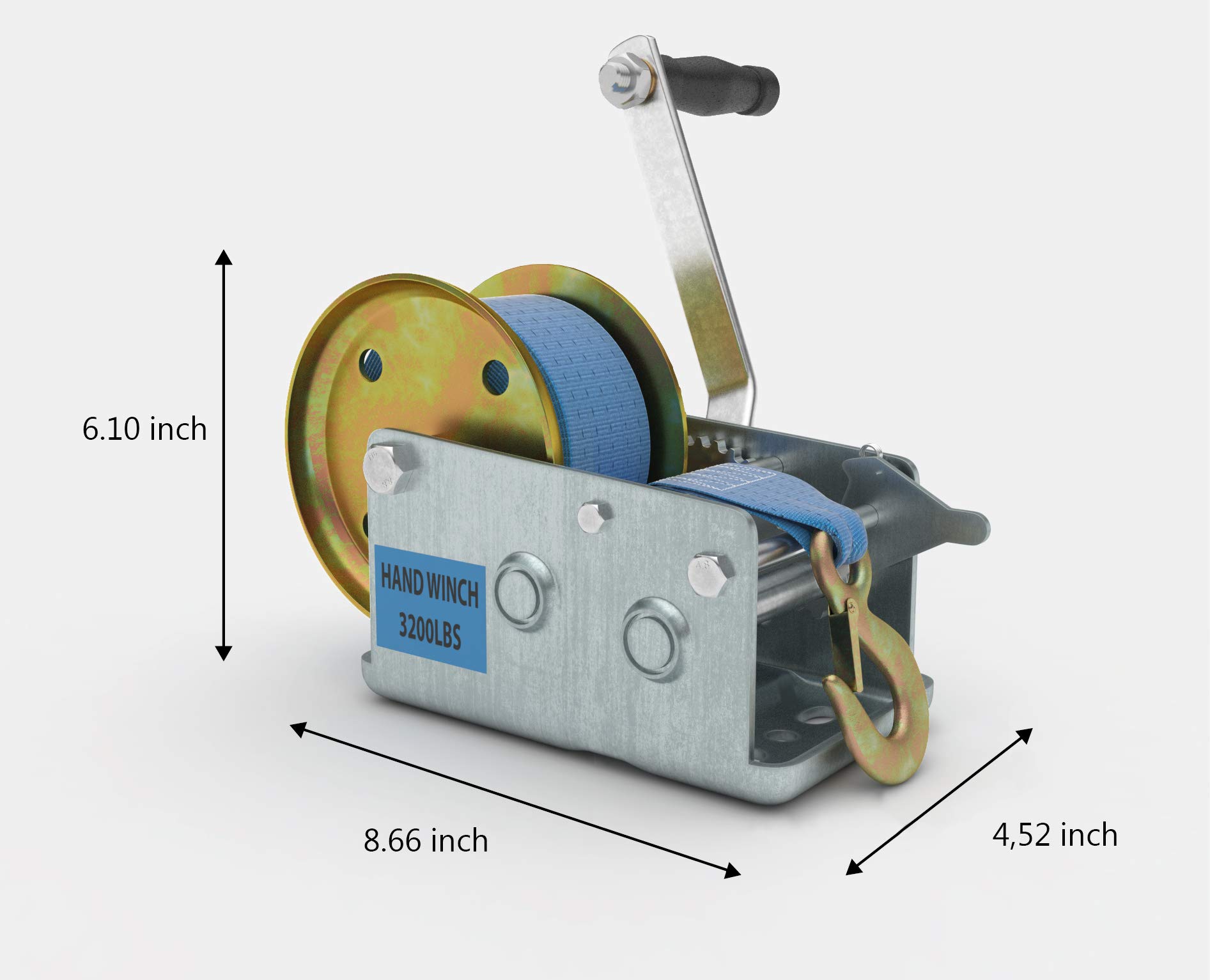 SoB 3200lbs Heavy Duty Hand Crank Winch Towing Winch Hand Winch with