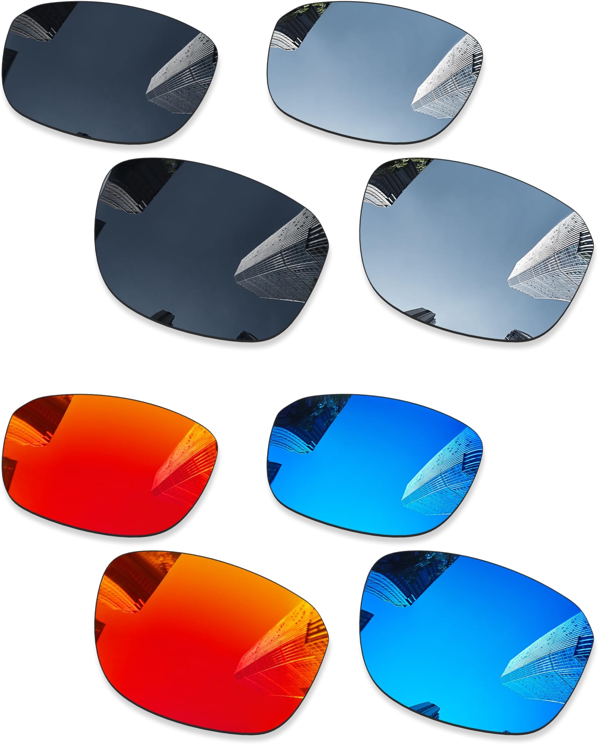 Combine8 4 Pairs Ploarized Replacement Lenses for Oakley Split Shot OO9416 Sunglasses - Black + Silver Titanium + Ice Blue + Fire Red