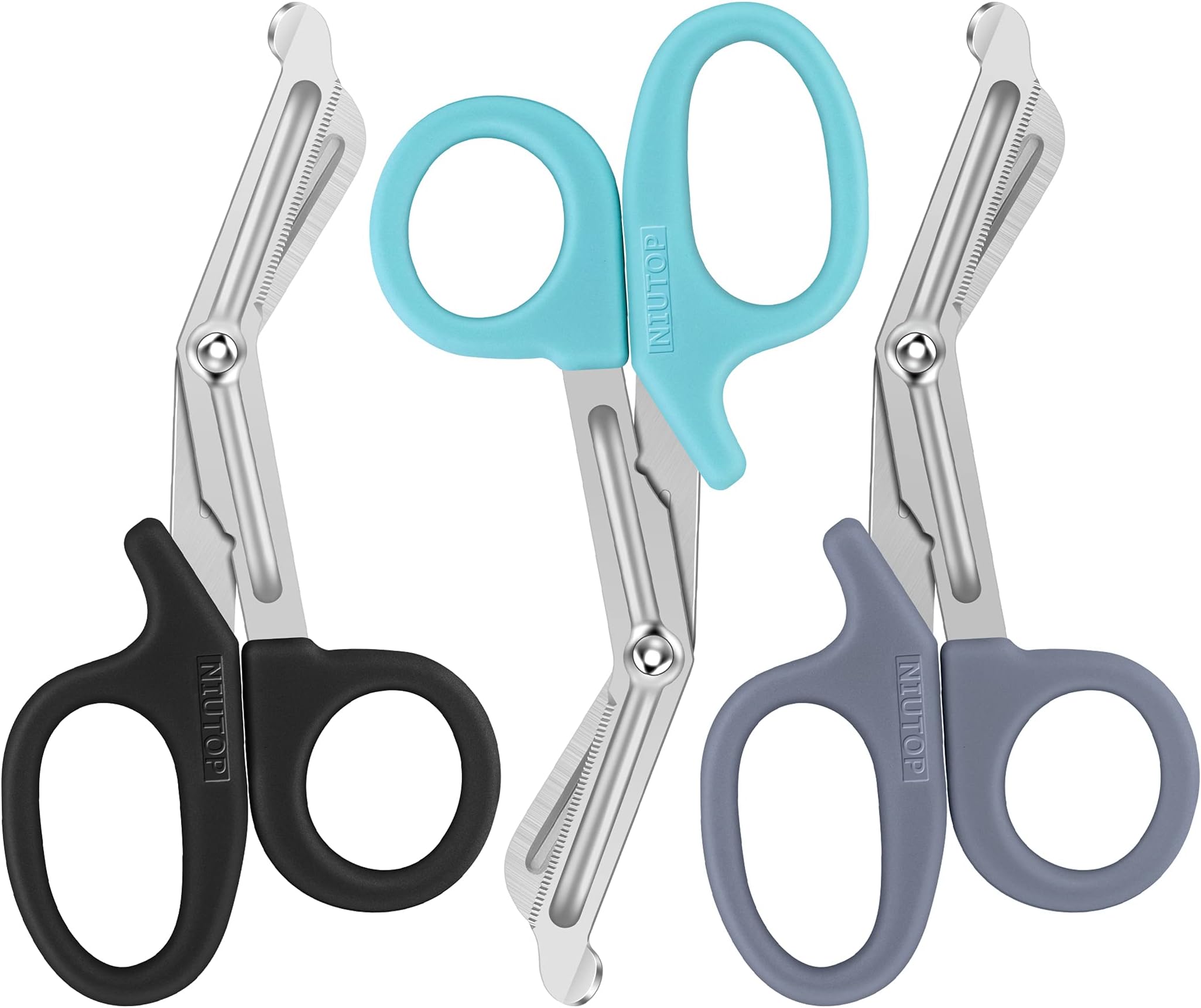 Premium Trauma Shears 3-Pack - 7.5" Medical Scissors for Nurses, EMTs & First Aid - Black, Aqua Sky, Grey