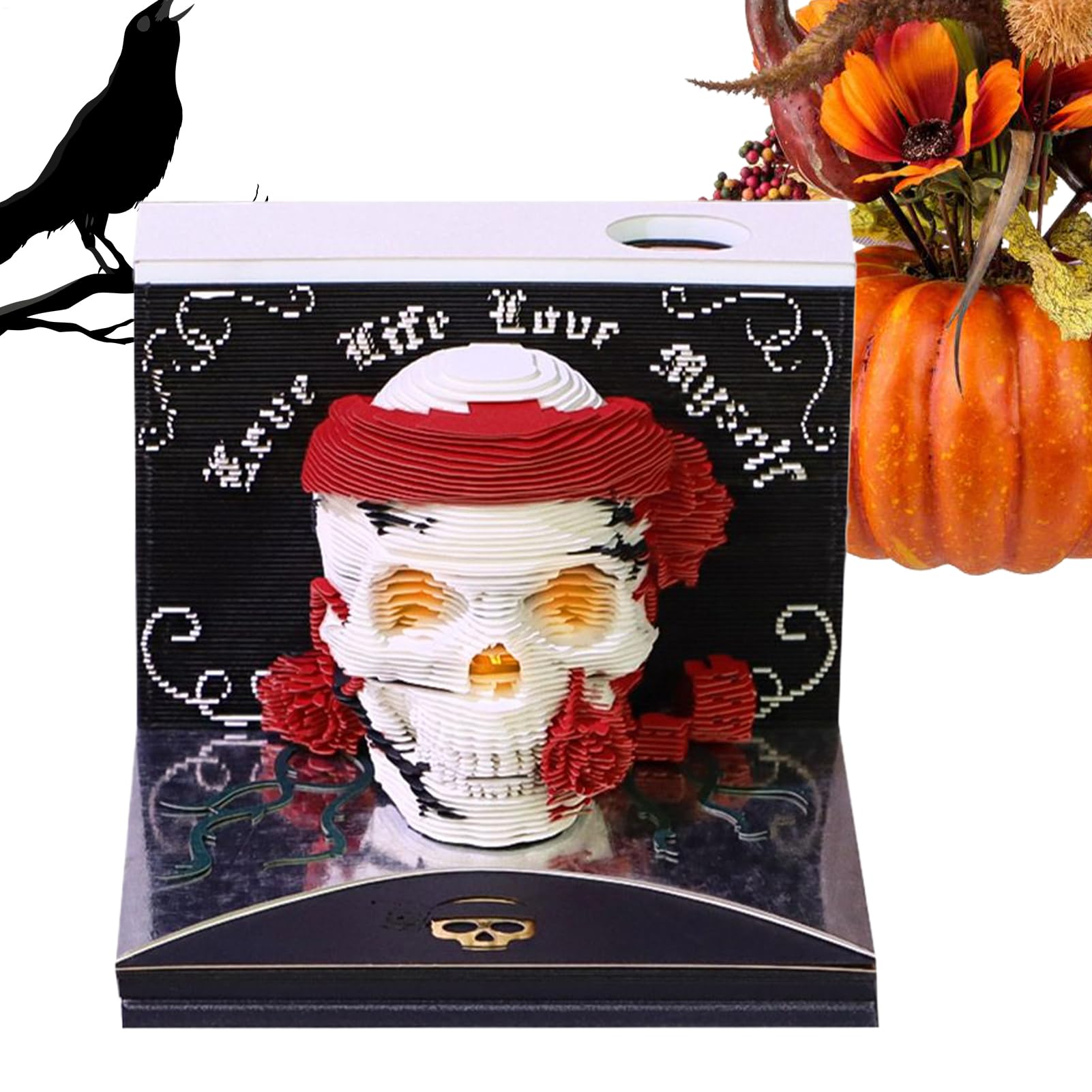 Calendrier de bureau 3D Halloween tête de mort et planificateur de table - 8