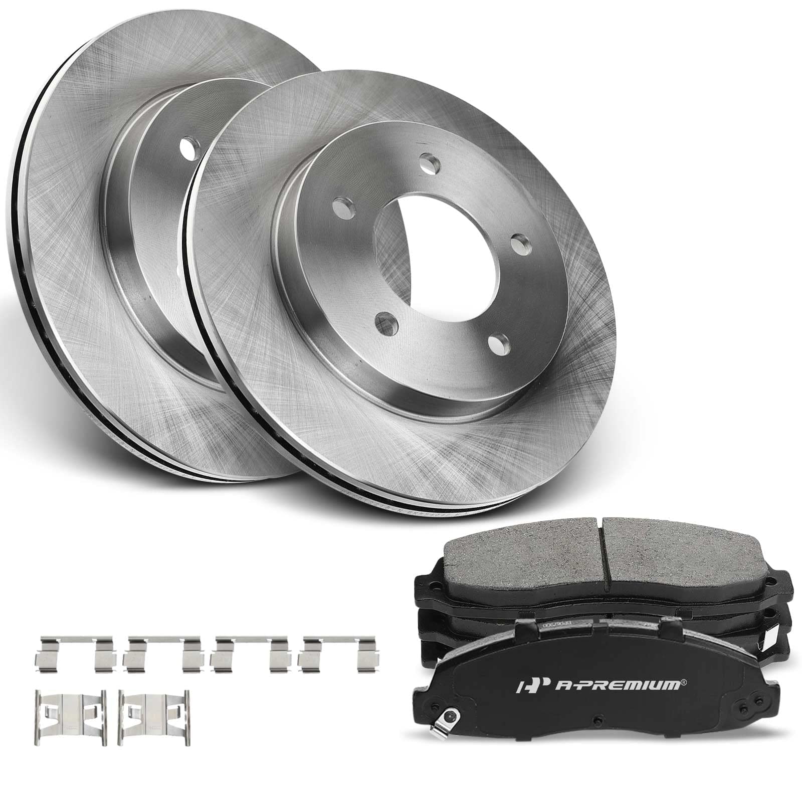 A-Premium 12.13 inch (308mm) Front Vented Disc Brake Rotors + Ceramic Pads Kit Compatible with Select Ford Models - For F-150 1997 1998 1999 2000 2001 2002 2003, 4WD 5-Lug, 6-PC Set