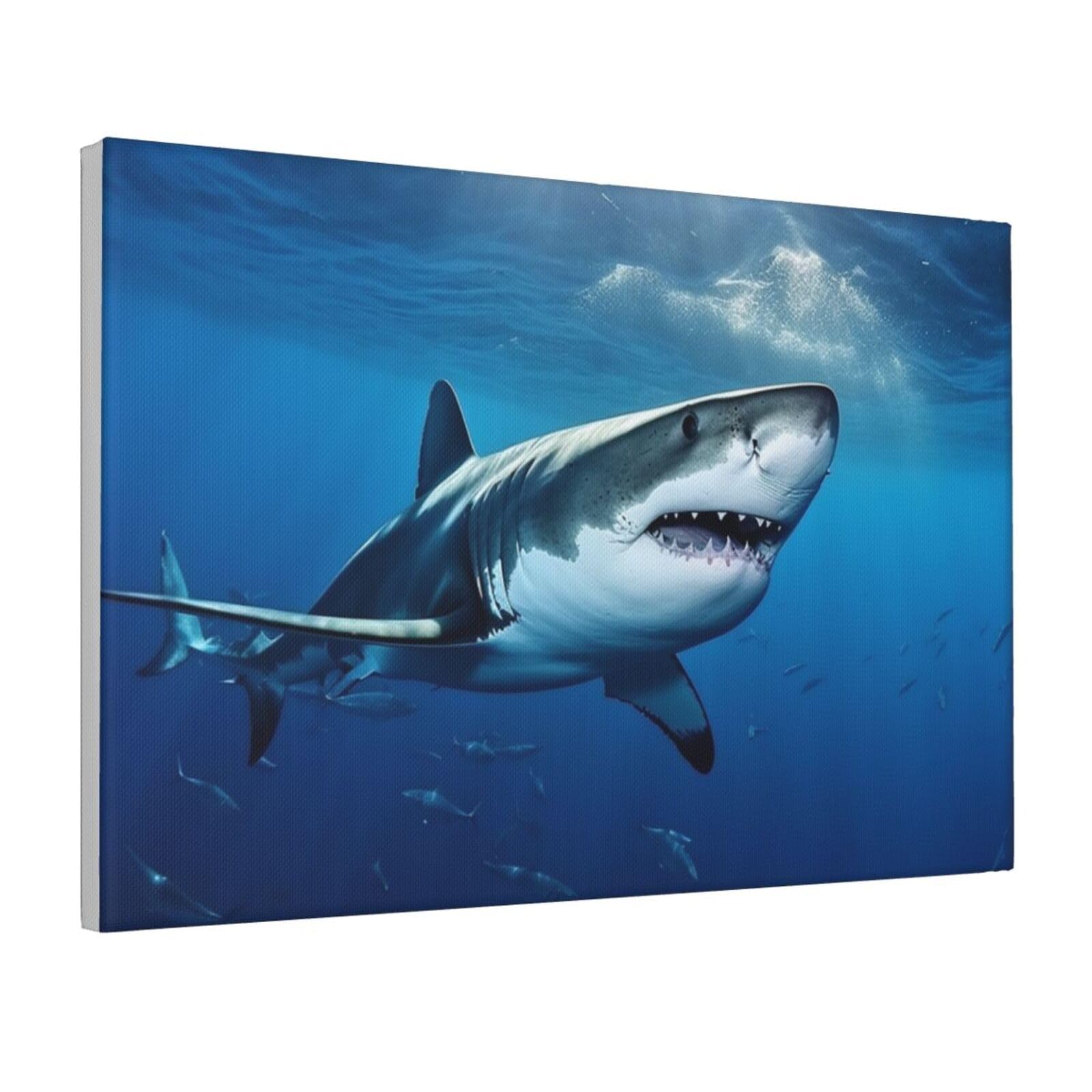 Framed Wall Art for Living Room Art Work, Ocean Sea Animal Shark Picture Prints Modern Office Wall Paintings Poster Aesthetic Wall Decorations for Home Decor Ready To Hang 12"x18"