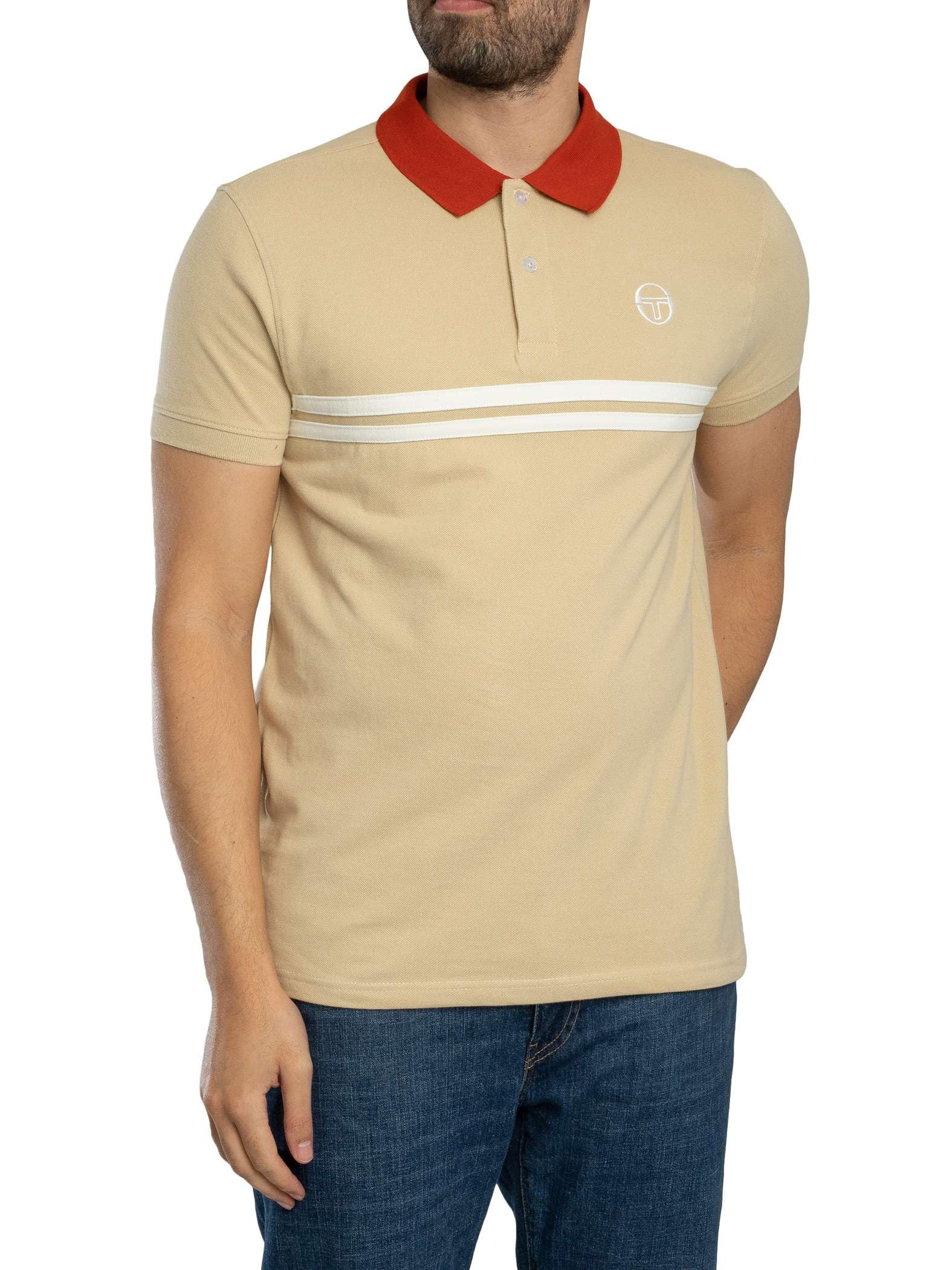 Sergio Tacchini Męski Koszulka Polo Supermac, Mojave Dessert/Rooibos Tea/Gardenia