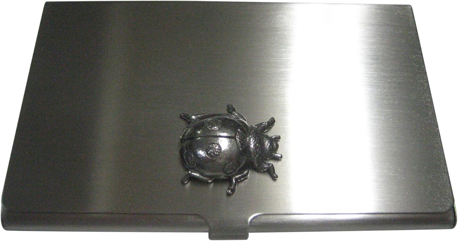 Kiola Designs Silver Toned Ladybug Bug Insect Business Card Holder