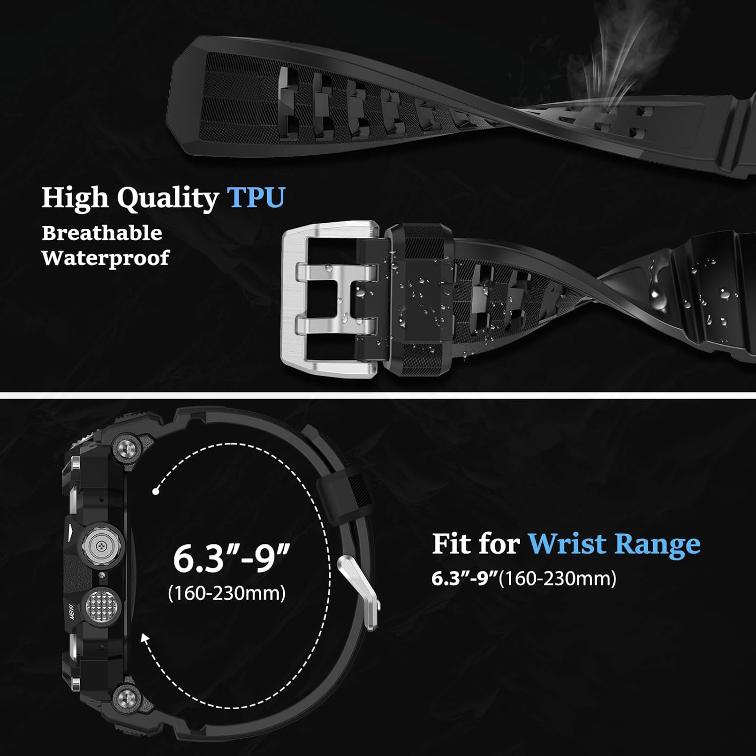 SUPLINK Rugged Case Band for Apple Watch Ultra 2 Band/3/1, Compatible with Men Apple Watch Bands 49mm, Sratch-Resistant Protective Bumper Screen Protector Kit for iWatch Ulltra 3 Bands (Black)