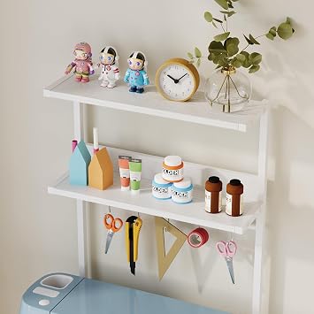 VENNQD Craft Table for Cricut Machines, Organizers and Storage Cart with Fabric Drawer, Crafting Desk Vinyl Holders, Crafting Table Organization Workstation for Craft Room Home, White