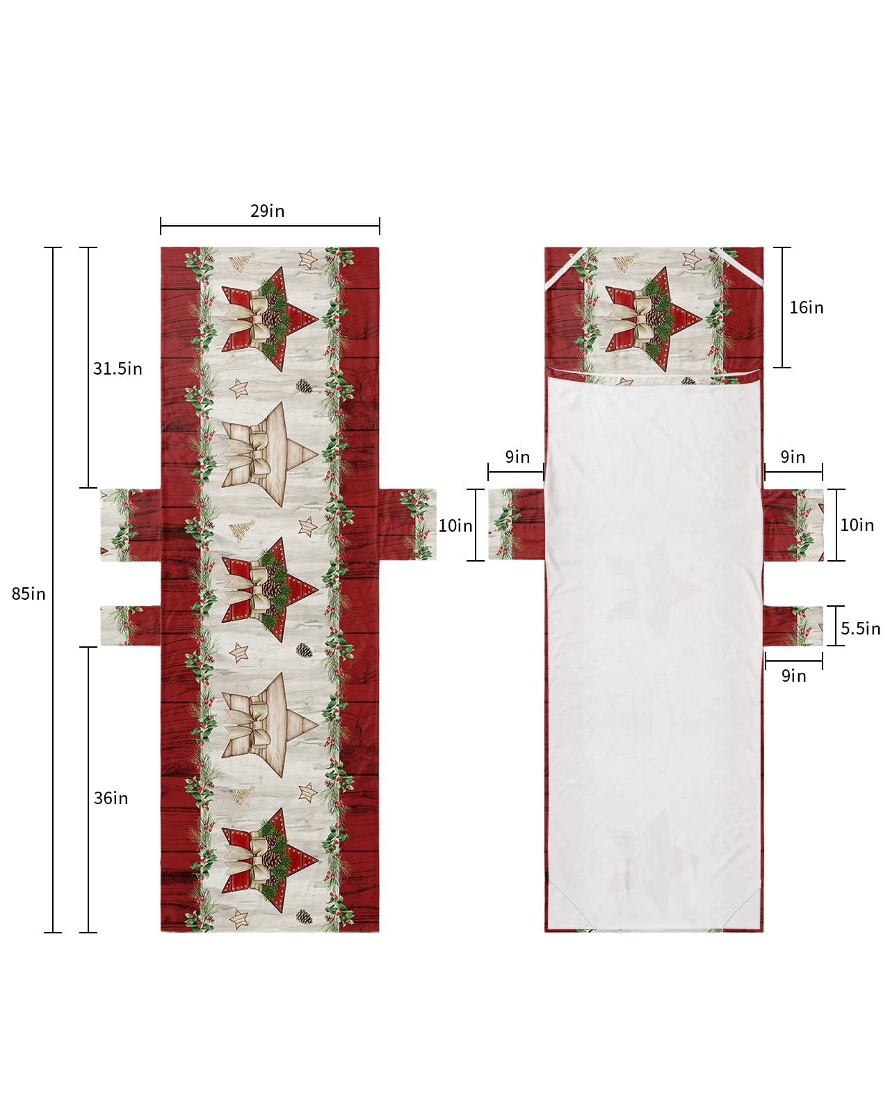 Christmas Beach Lounge Chair Towel Cover, Soft Chaise Lounge Towel with Side Pockets Patio Pool Chairs Cover for Beach/Pool Sunbathing 29x85 Country Star Xmas Pine Cones Vintage Red Wooden