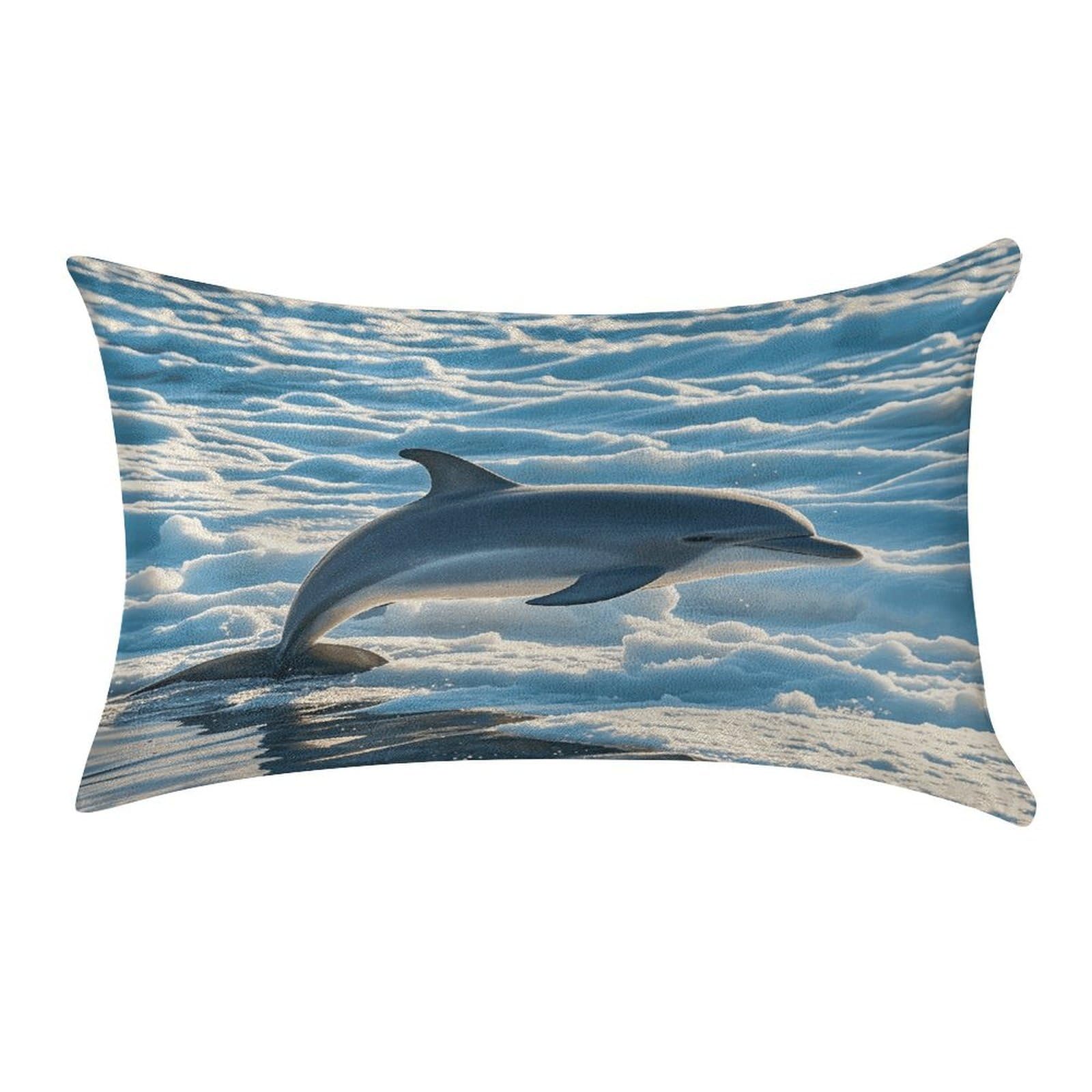 VstaDank Winter The Dolphin Pillow Covers Rectangular Cushion Case Cozy Decorative Throw Pillowcase Luxury Lumbar Pillow Shells with Zipper Soft Velvet Pillows Shams 12 X 20 in