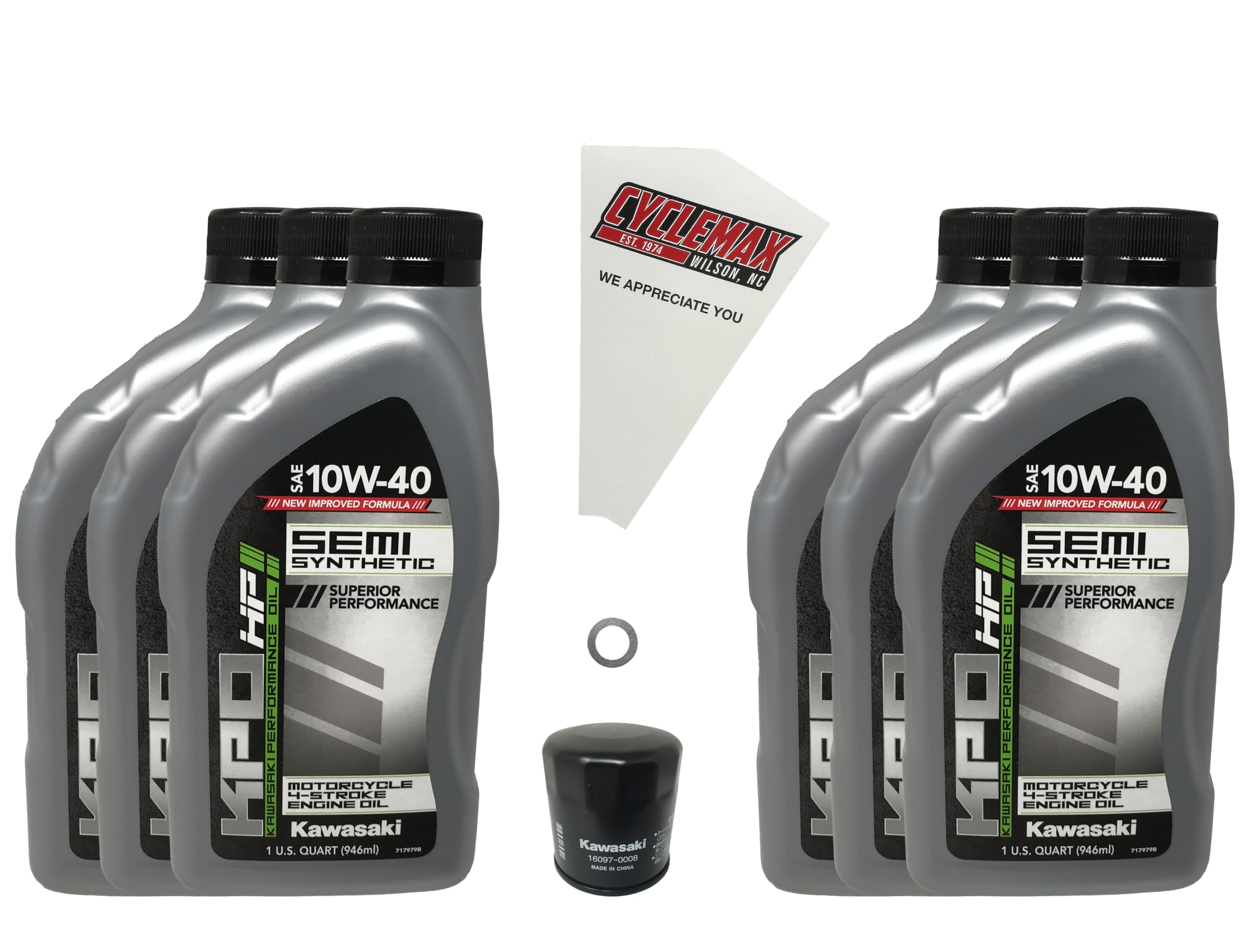 Semi Synthetic 10W-40 Oil Change Kit compatible with 2009-2023 Kawasaki Vulcan 1700 Voyager