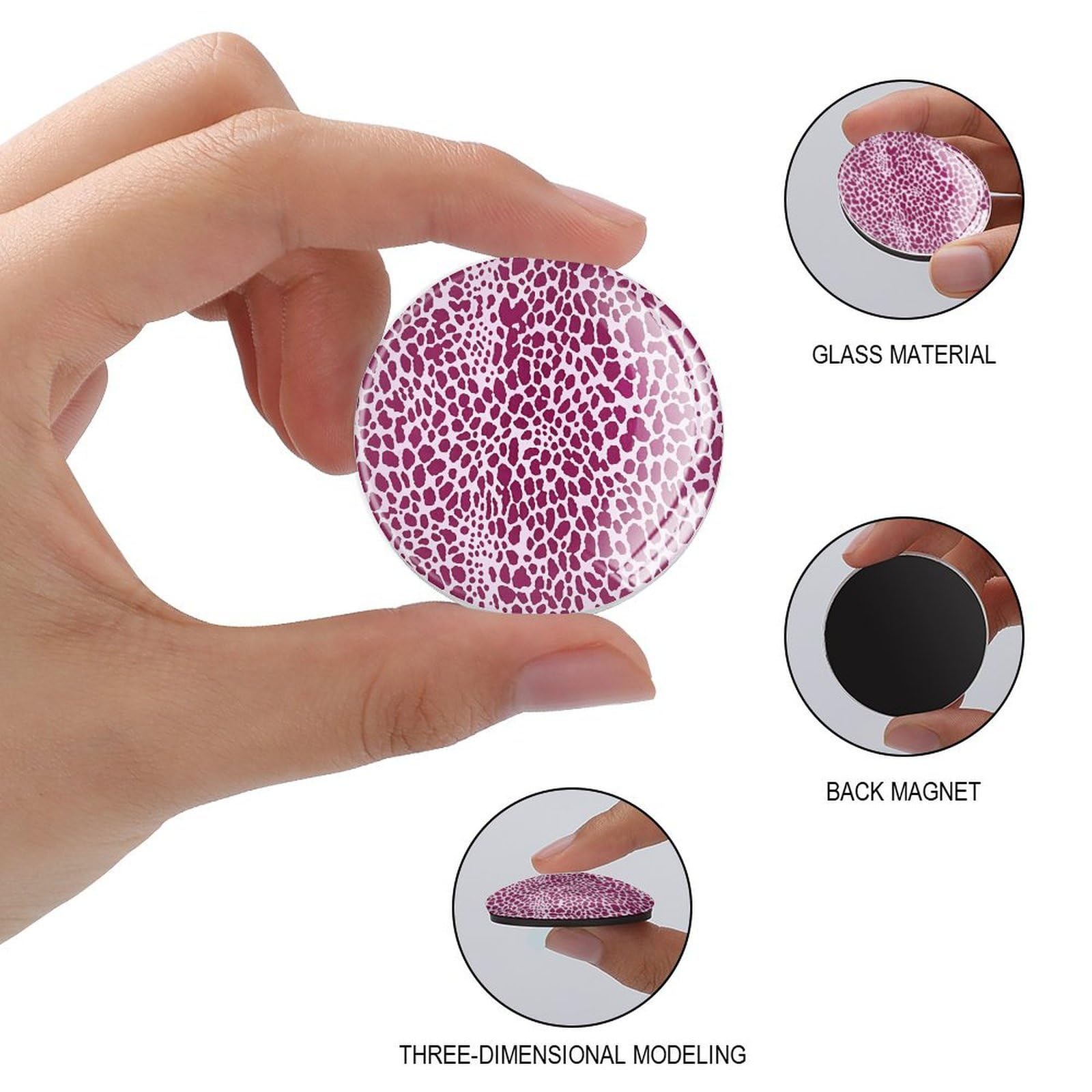 Imanes de refrigerador con estampado de leopardo rosa, imanes fuertes de vidrio, imanes de casillero, imanes decorativos para taquillas, imanes para pizarra blanca, 4 piezas