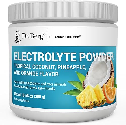 Dr. Berg Polvo de Electrolitos Keto de Hidratación Sin Azúcar - Mejorado con 1000 mg de Potasio y Sal Rosa del Himalaya (NO Sal de Mesa) -