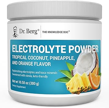 Dr. Berg Zero Sugar Hydration Keto Electrolyte Powder - Enhanced w/ 1000 mg of Potassium & Real Pink Himalayan Salt (NOT Table Salt) - Tropical Coconut, Pineapple & Orange Drink Supplement 50 Servings