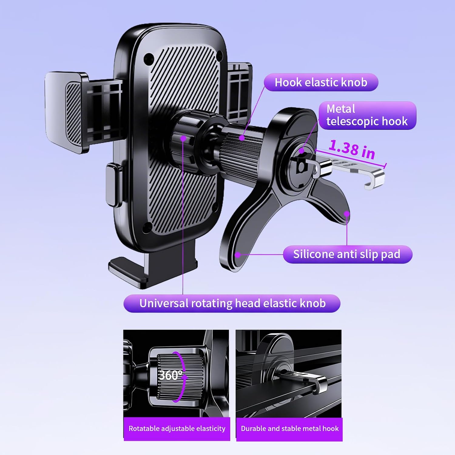 car air vent phone mount phone holders for your car with Metal Hook Clip image 5