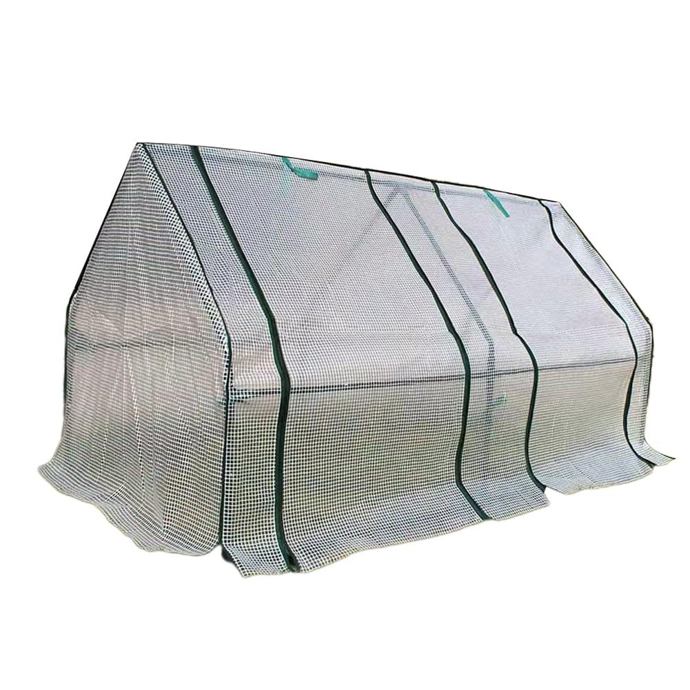 Mini-Gewächshausabdeckung für Hochbeet, 180 x 90 x 90 cm, PVC-PE-Schutzhülle mit Reißverschlusstüren, tragbarer Pflanzenschutz für den Außenbereich