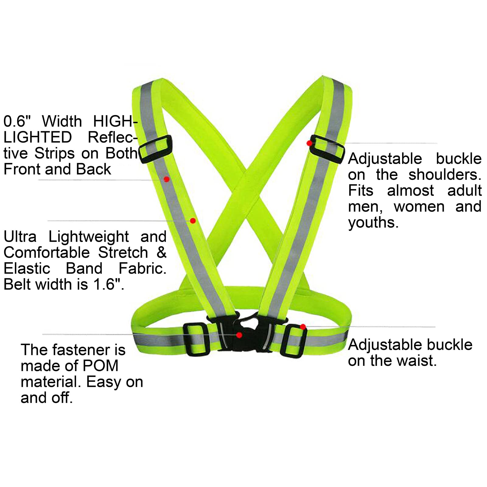 GOGO Réfléchissant Running Vest équipement Moto avec Haute visibilité, Taille Unique (Lot de 10) - Orange Fluo