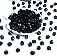 Vista 2 de Dowarm 300 cuentas Briolette de cristal de 0.236 pulgadas, con forma de diamante, multifacéticas, negras, para fabricación de joyas y manualidades