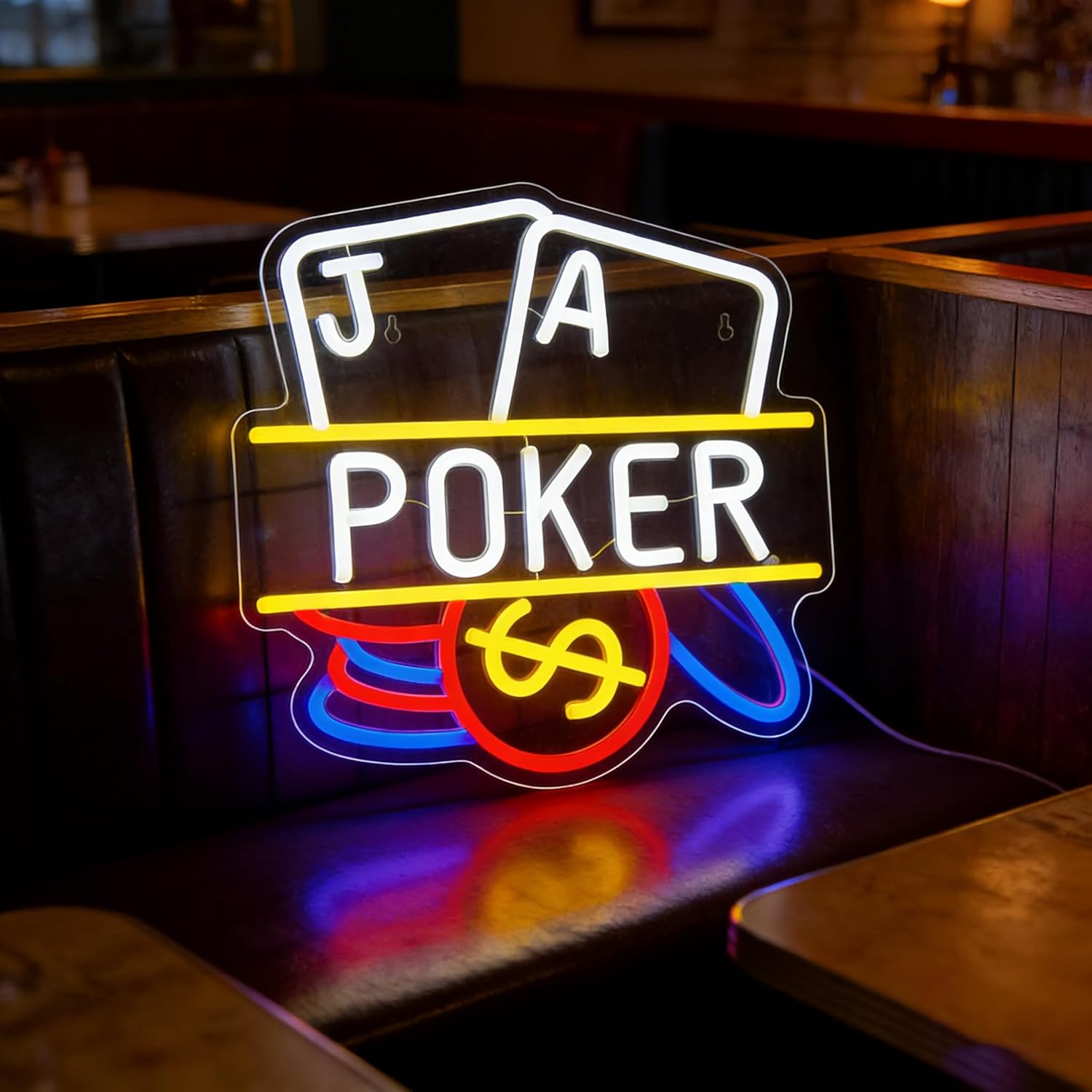 Poker Neon Sign, Playing Cards LED Neon Light for Wall Decor Dimmable Casino Neon Lights for Man Cave, Bar, Bedroom, Hotel, Game Room, Casino Party Decorations Gift - Image 2
