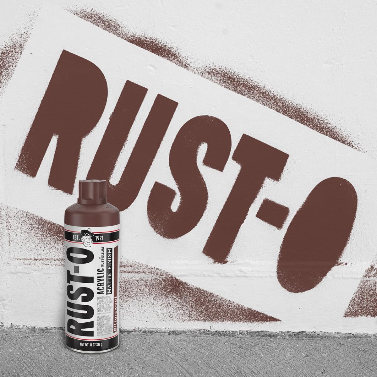 Rust-Oleum Rust-O Acrylic Spray Paint | Street Artist Spray Paint for Murals | Weather Resistant for Concrete, Wood, Brick and Other Surfaces | 11 Ounce | Matte Bittersweet | 6 Pack