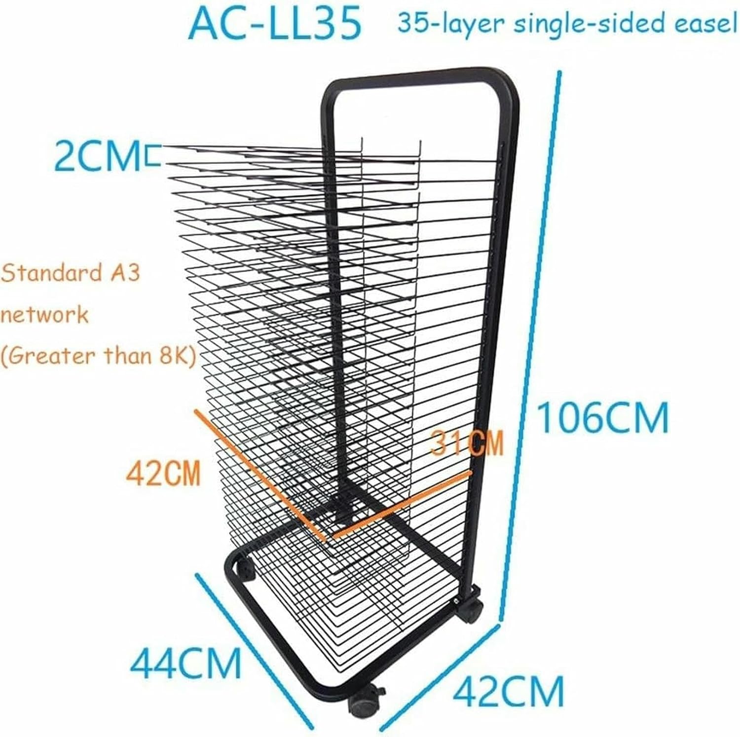 Mobile Paint Drying Rack, Art Drying Rack Classroom Paint Rack, with Rapid Drying Time Mobile Art Supplies for Home Or Classroom Use Protect Artwork While Drying Space Saving Design~/