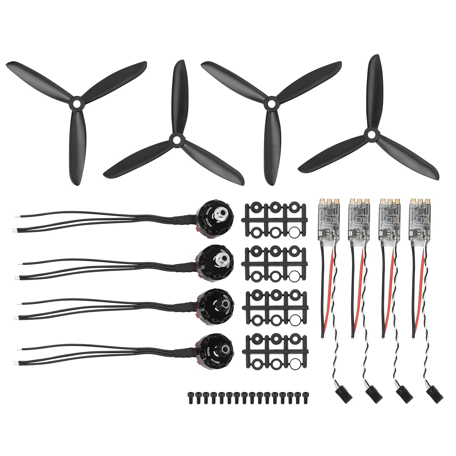 Drone Motor Set, 2205 2300 KV Alu + Lega CW + Motore CCW (4X) + 30A Brushless ESC (4X) + 5045 Propelle (4X) + Accessori Paddle (4X) + Vite (16x) Set di Accessori RC Racing Drone