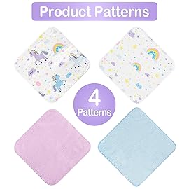 Baby Washcloths, 24Pack Baby Wash Cloths Extra Soft & Ultra Absorbent, Baby Towels and Washcloths Face Towels for Unisex Boys Girls Body, Washclothes Gentle on Sensitive Skin, 9x9 Rainbow Unicorn