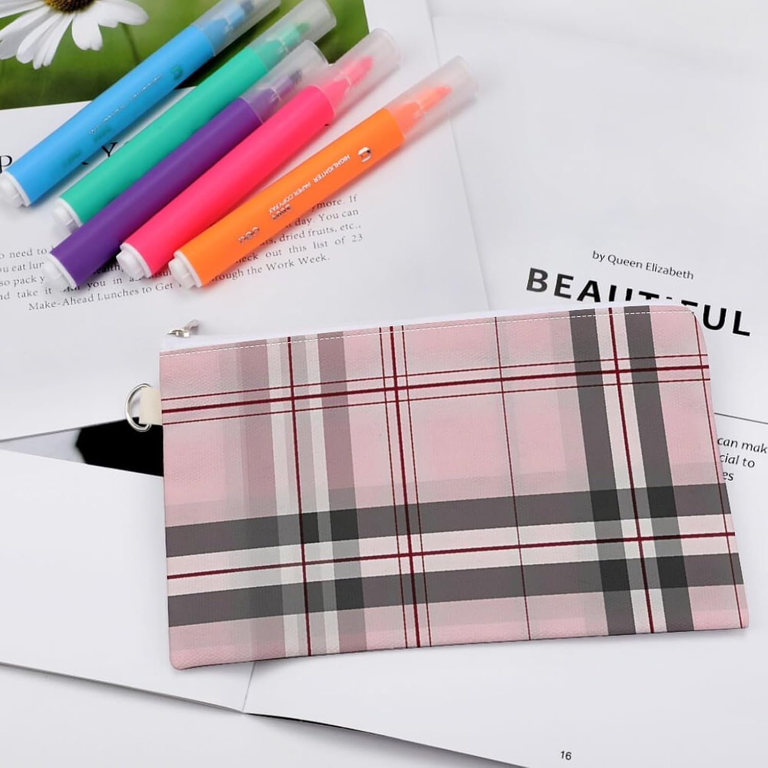 Burgundy Tartan Plaid Coin Purse Change Purse Pouch Wallet