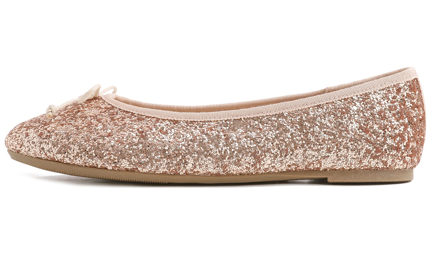 Feversole Women's Memory Foam Cushion Glitter Ballet Flat,Mémoire Coussin en Mousse de Femmes Ballerine de Tige Brillante Plat