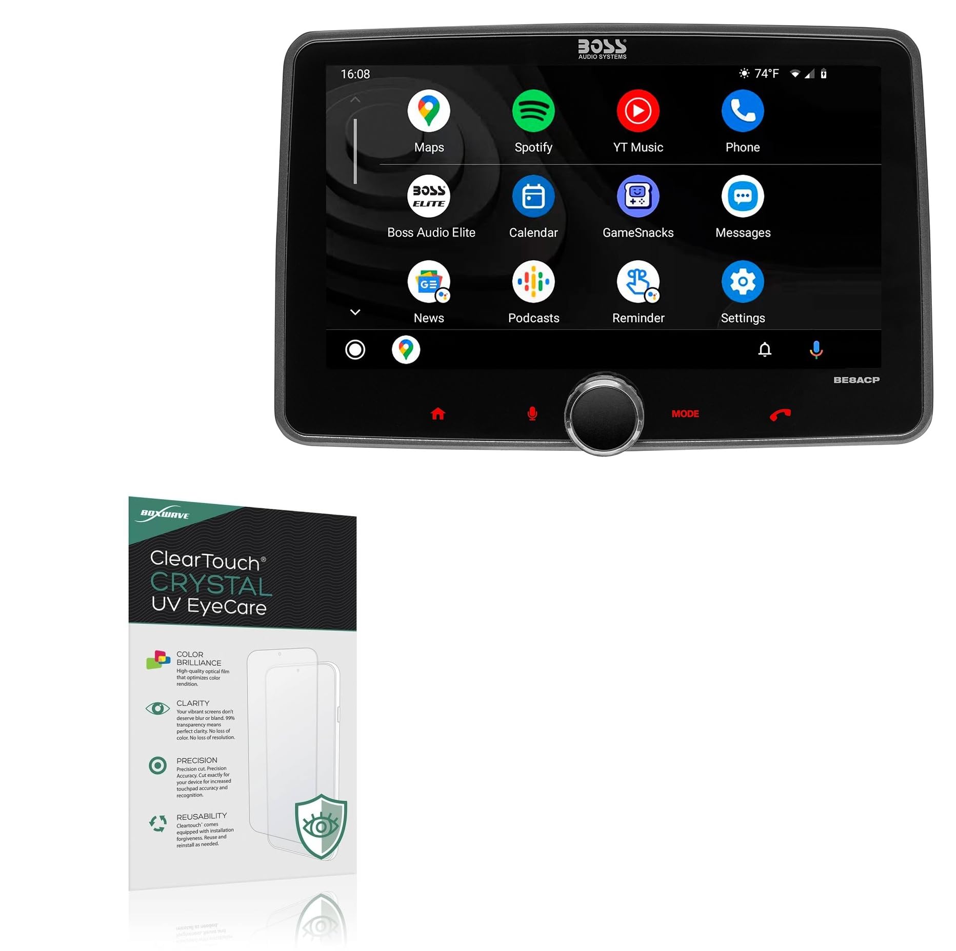 BoxWave Screen Protector Compatible With BOSS Audio BE8ACP - ClearTouch Crystal Anti-UV EyeCare (2-Pack), Filters out Harmful Blue Light Reduce Fatigue