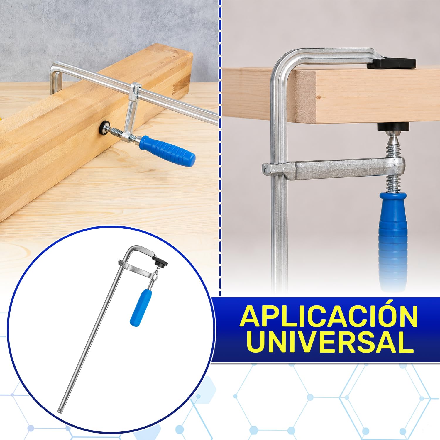 Sargento Carpintero de Tornillo Forma F con Ancho Máx Sujeción 400mm y Profundidad Sujeción 120mm - Tornillo Sargento de Apriete para Trabajo Carpintería y Cerrajería - Garantía de 10 Años - MONTERAL