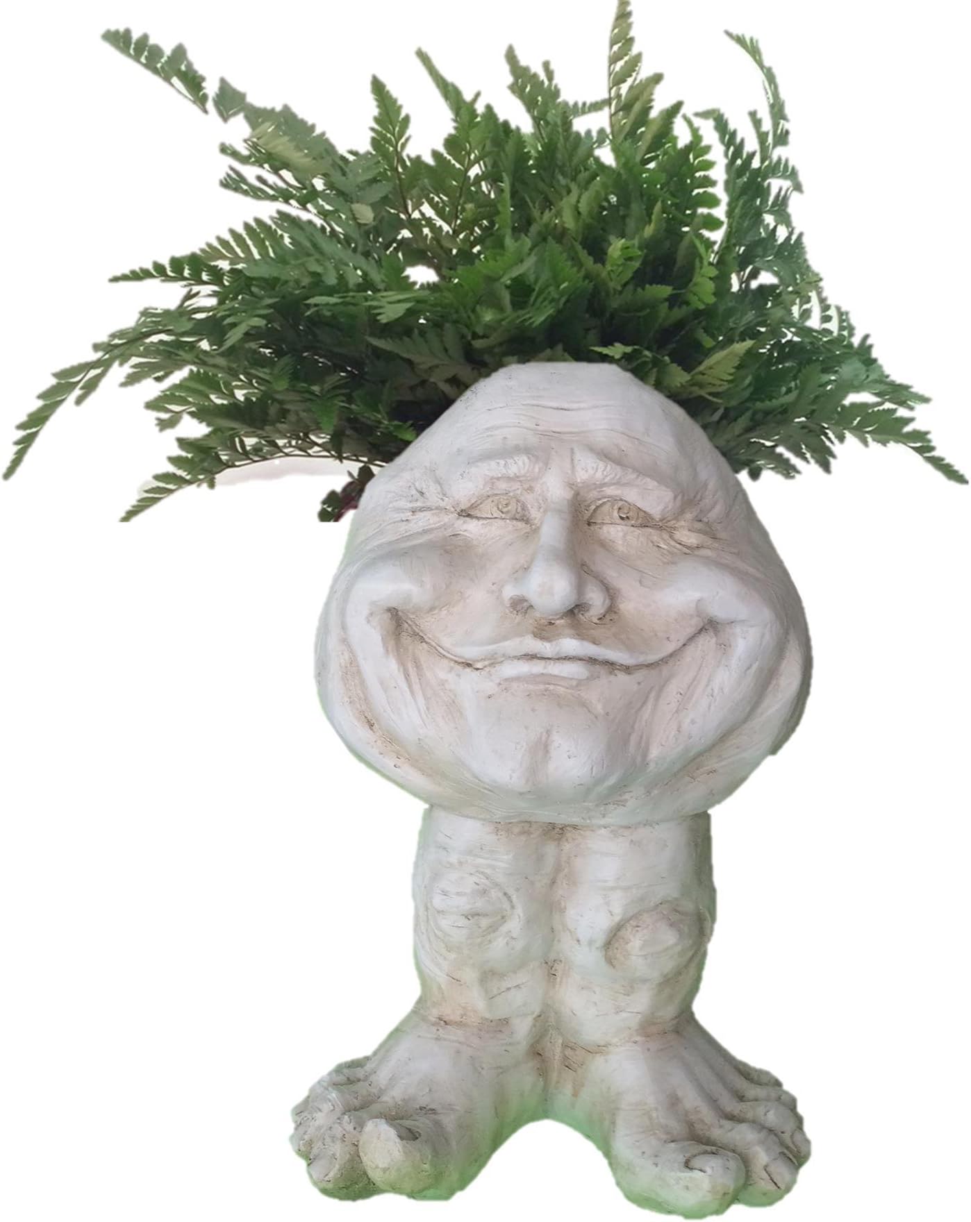 Muggly Homestyles 37005 Papa John Antique White 18" Face Planter Garden Statue (Holds 6" Pot)