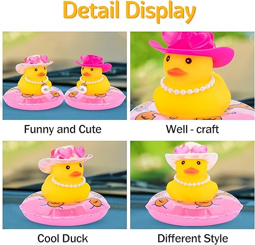 Miniatura 9 de wonuu 2 piezas de adornos para tablero de instrumentos de automóvil, patos amarillos, pato de goma para decoración de automóvil, accesorios con