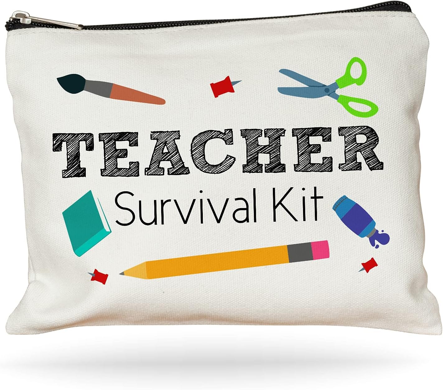 Moonwake Designs Teacher Survival Kit, Teacher Appreciation Gift, Teacher Makeup Bag, Teacher Pencil Pouch, Best Teacher Gift, Teacher Gifts For Women, Preschool, Elementary, High School