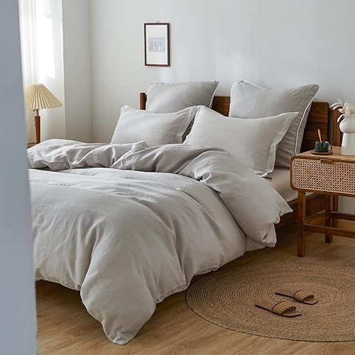 Miniatura 8 de King Linens - Fundas de almohada, 100% lino belga, lavadas a la piedra, color liso