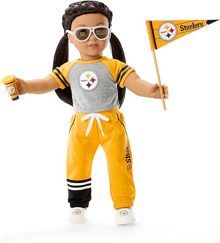 Miniatura 2 de American Girl Pittsburgh Steelers - Conjunto y accesorios para fanáticos de muñecas de 18 pulgadas, negro y amarillo, 6 piezas, a partir de 6 años